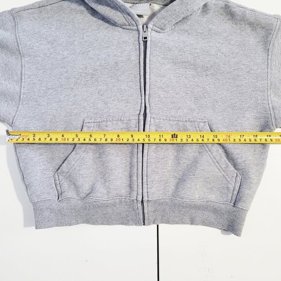 Aritzia TNA CozyAF Fleece Grey Cropped Zipper Hoodie Fleece Sweater - Size XS - Picture 5 of 8